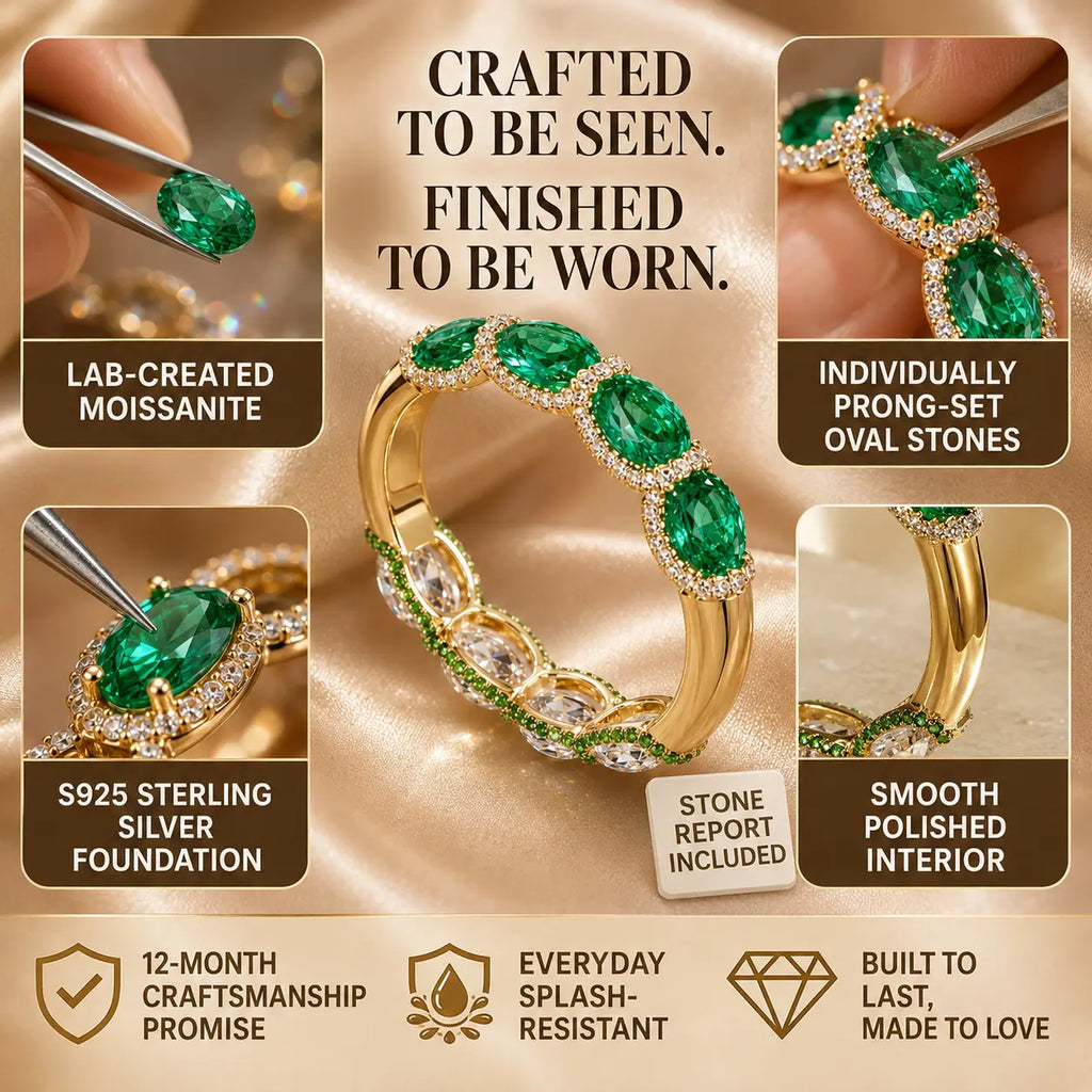 One Ring, Two Unforgettable Looks: Turn It for Vivid Green Color or Clear Moissanite Brilliance, Flatter Your Fingers & Finish Every Outfit Without Stacking | Gold or Silver | Last Day Sale-90% OFF🔥
