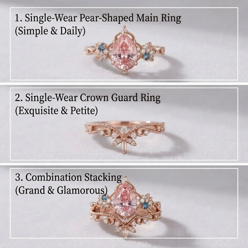 Vintage Crown Marquise Stacking Ring Set — 14K Gold Elegance & Comfort-Fit for Women--Last Day Sale-90% OFF🔥