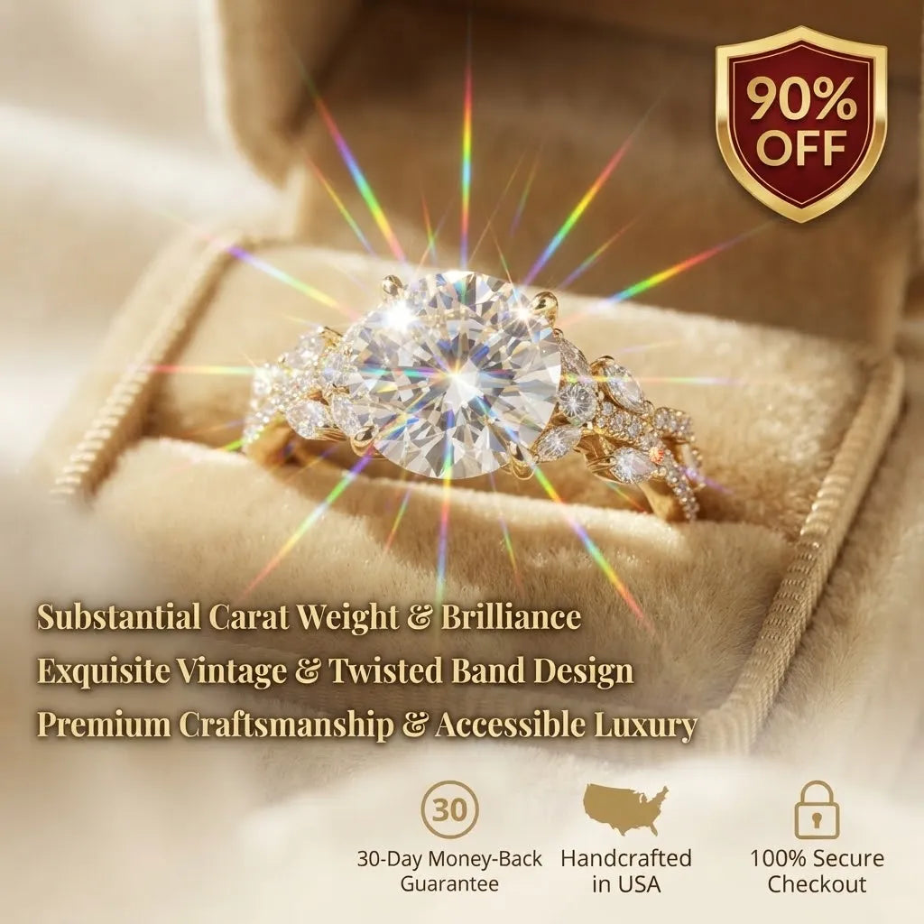 Timeless Elegance: Vintage Twisted Lab Diamond Anniversary Ring in 14K Gold--Last Day Sale-90% OFF🔥