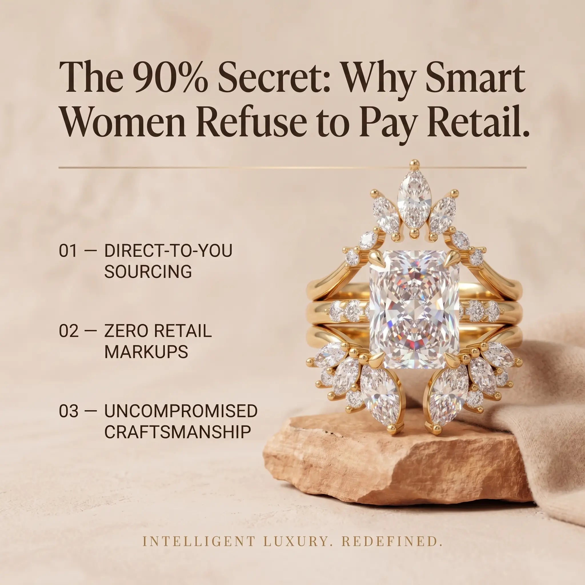 csandiva™ 3-Carat VVS1 Moissanite Ring Suite - Travel-Safe Brilliance & Elegant Heirloom Alternative | Claim 90% OFF Today🔥