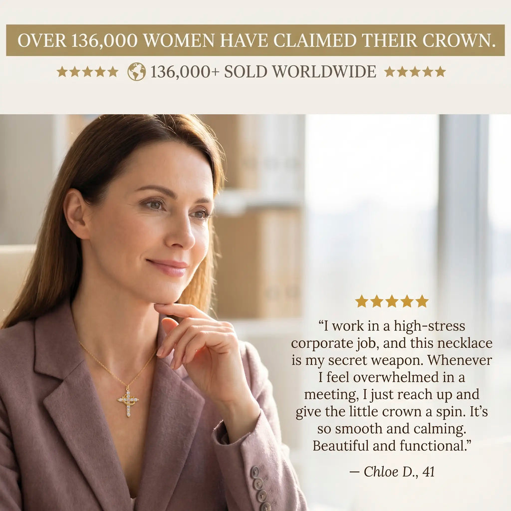 csandiva™ 14K Gold Rotatable Crown Cross Necklace - Discreet Anxiety Relief & Elegant Faith Jewelry | Claim 90% OFF Last day🔥