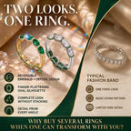 One Ring, Two Unforgettable Looks: Turn It for Vivid Green Color or Clear Moissanite Brilliance, Flatter Your Fingers & Finish Every Outfit Without Stacking | Gold or Silver | Last Day Sale-90% OFF🔥
