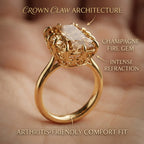 The Empress Vintage Champagne Solitaire – Handcrafted Crown Setting Ring--Last Day Sale-90% OFF🔥