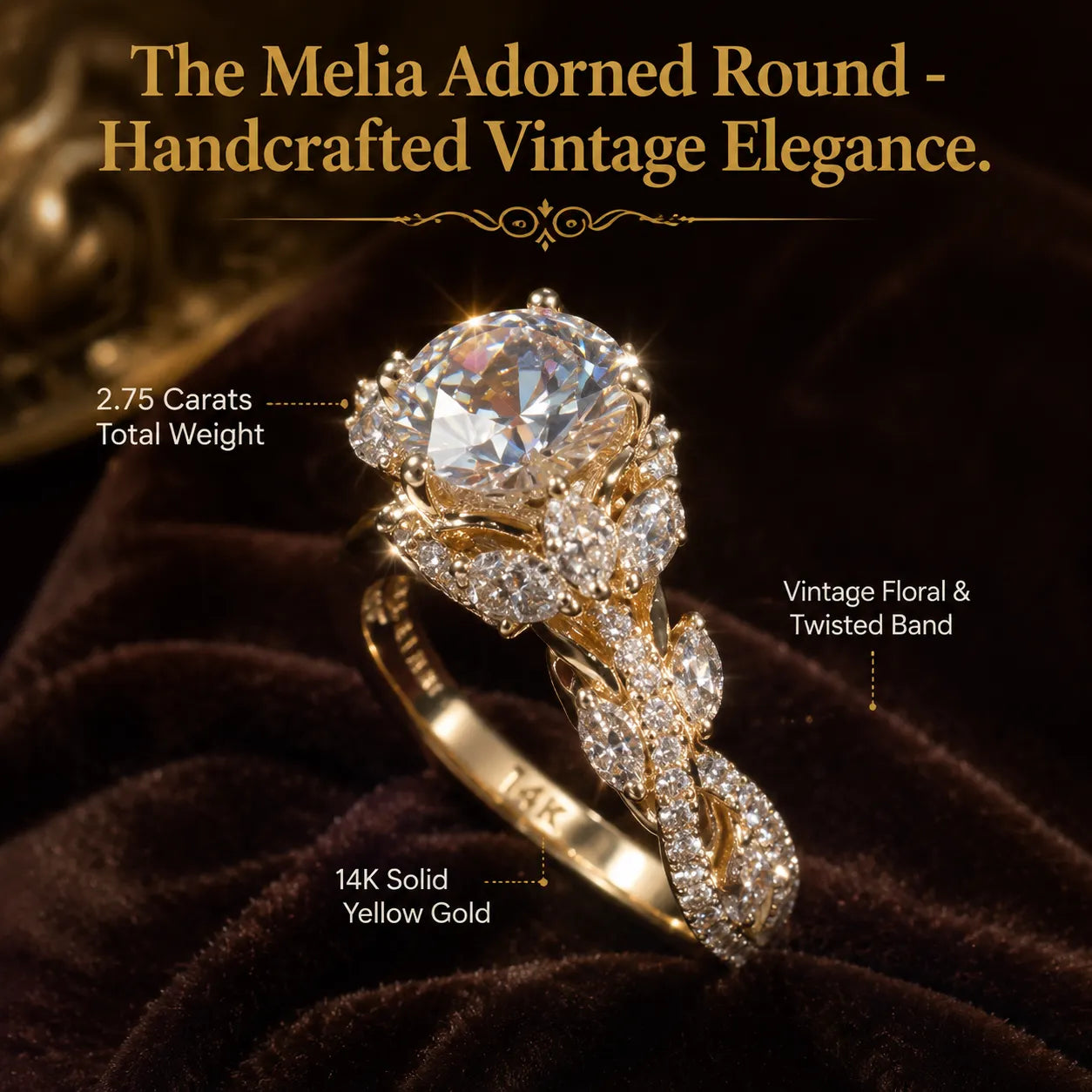 Timeless Elegance: Vintage Twisted Lab Diamond Anniversary Ring in 14K Gold--Last Day Sale-90% OFF🔥