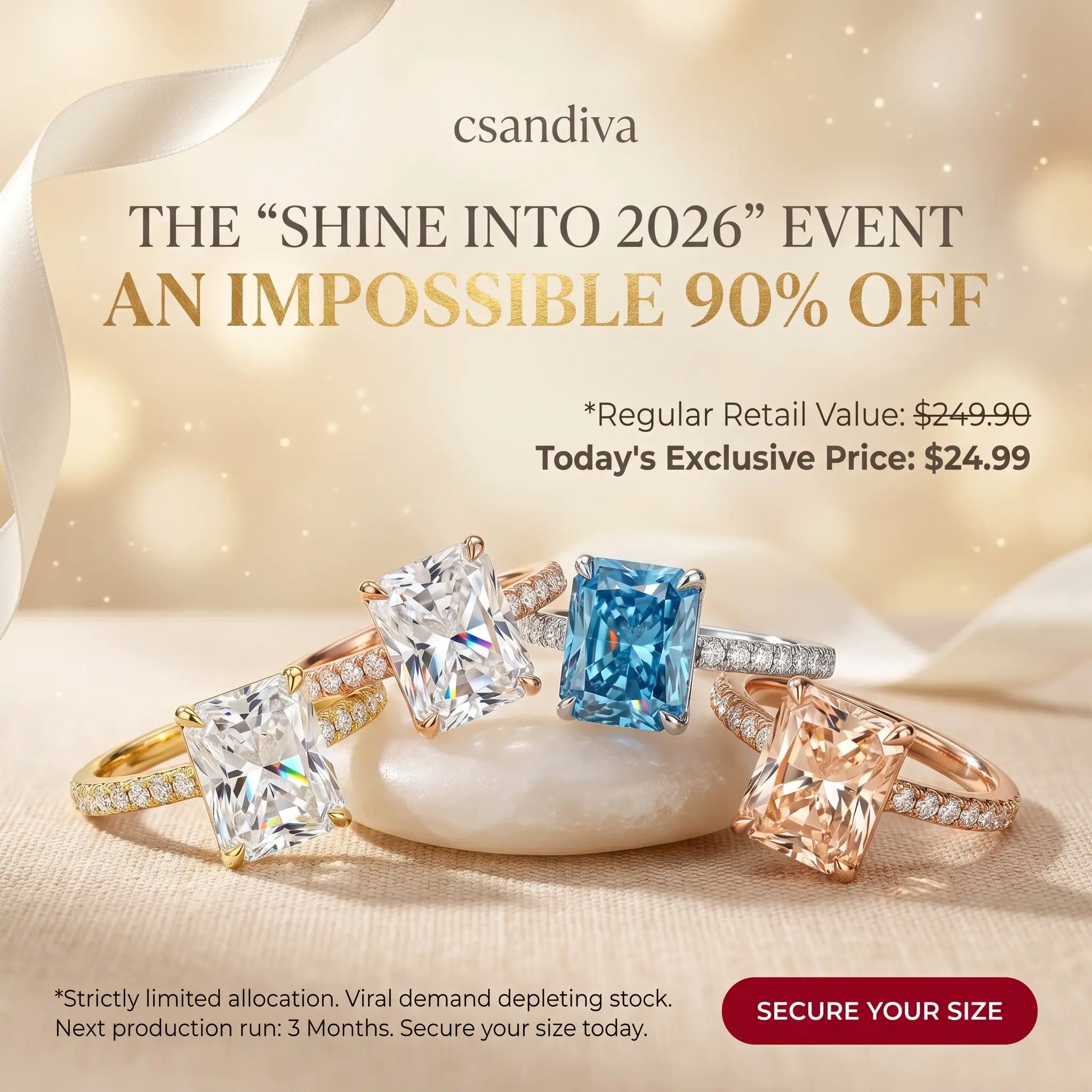 csandiva™ The "Timeless" 9.0ct Radiant Ring - Smart Luxury Alternative & Zero Anxiety Glamour | Claim 90% OFF Today🔥