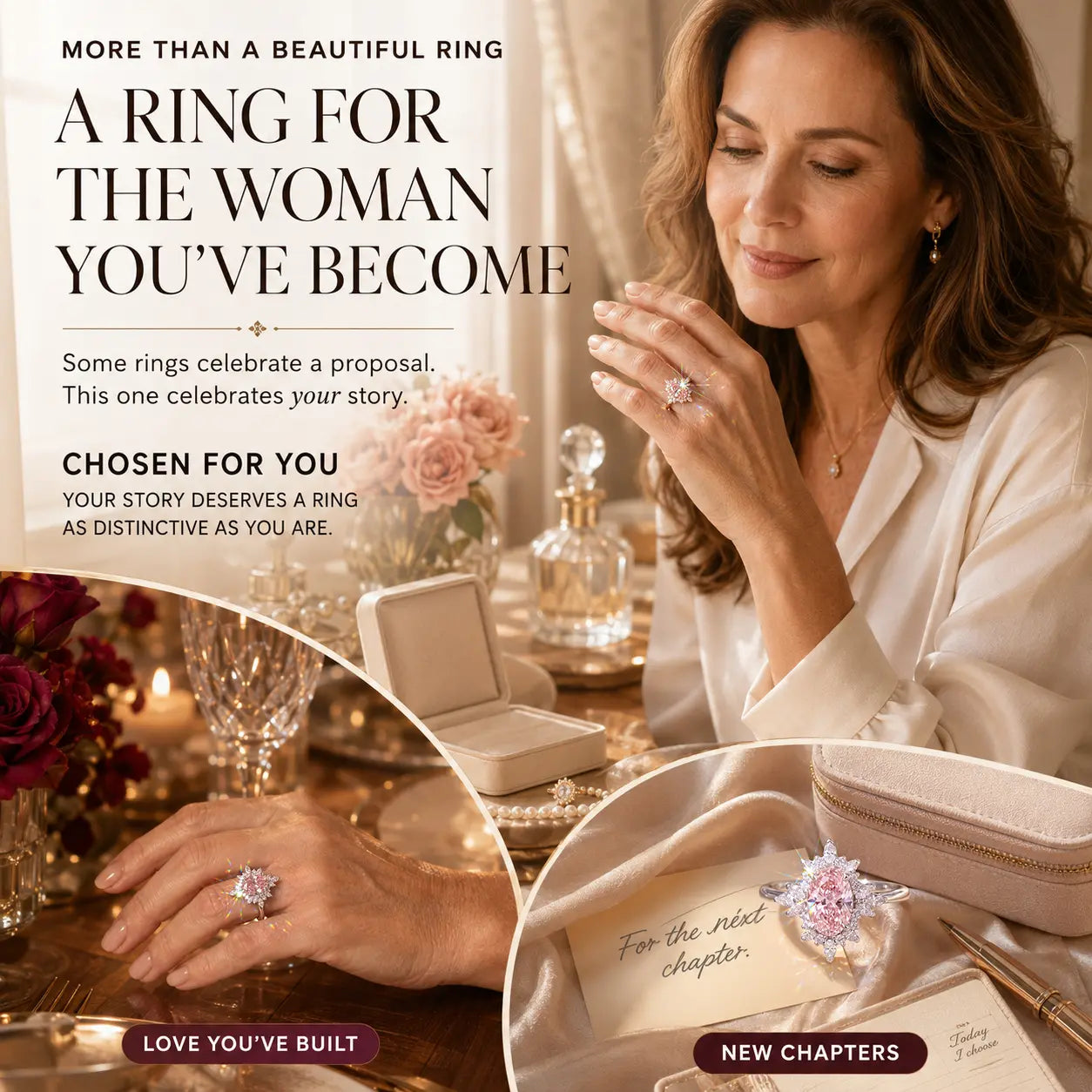 The Blush Aurora Pink Oval Moissanite Ring — A Luminous Blush Center, Flattering Oval Shape & Vintage Starburst Halo Made to Celebrate the Woman You've Become | Gold or Silver | Last Day Sale-90% OFF🔥