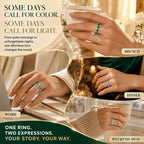 One Ring, Two Unforgettable Looks: Turn It for Vivid Green Color or Clear Moissanite Brilliance, Flatter Your Fingers & Finish Every Outfit Without Stacking | Gold or Silver | Last Day Sale-90% OFF🔥