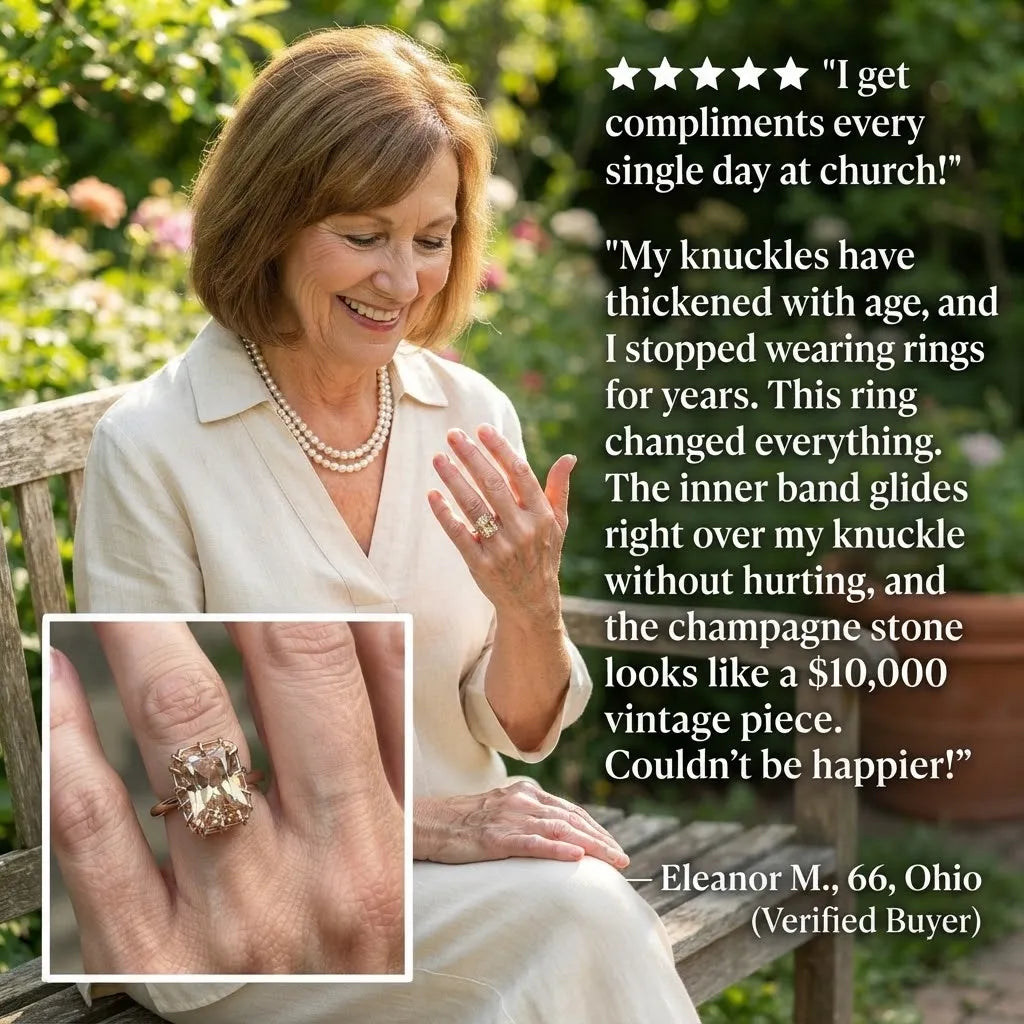 The Empress Vintage Champagne Solitaire – Handcrafted Crown Setting Ring--Last Day Sale-90% OFF🔥