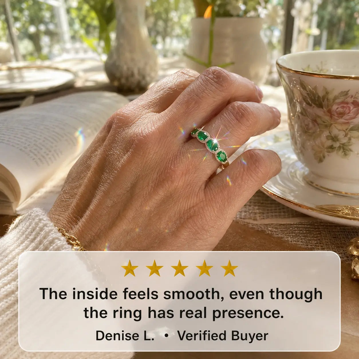One Ring, Two Unforgettable Looks: Turn It for Vivid Green Color or Clear Moissanite Brilliance, Flatter Your Fingers & Finish Every Outfit Without Stacking | Gold or Silver | Last Day Sale-90% OFF🔥