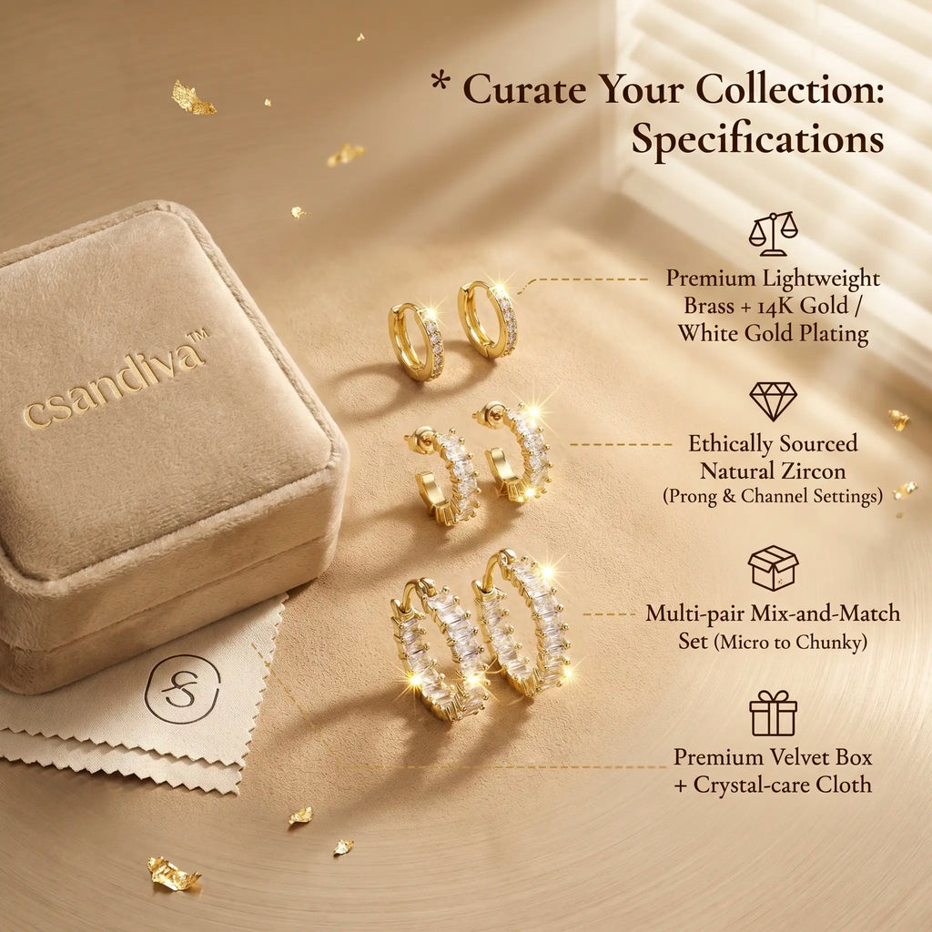 csandiva™ 14K Gold-Plated Natural Zircon Hoop Earring Set | The Masterpiece of Serenity & Elegance -Last Day Sale-90% OFF🔥