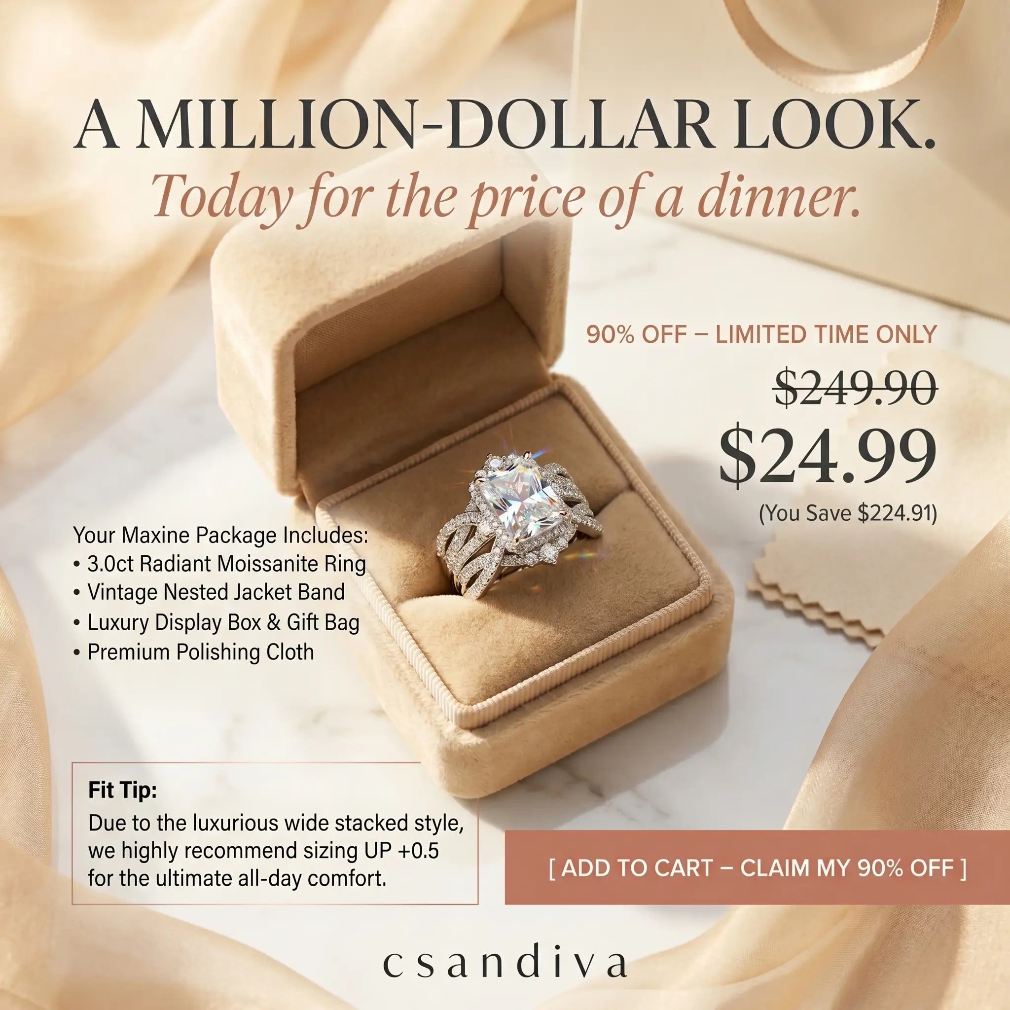 csandiva™ 3.0ct Vintage Nested Ring Suite - Smart Heirloom Alternative & Zero Anxiety Glamour | Claim 90% OFF Last Day🔥