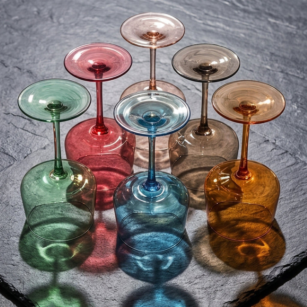 Nordic Colorful Geometric Glass Coupe Set (Set of 6)