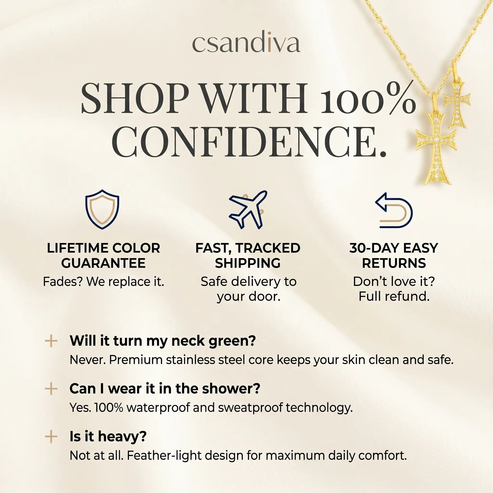 csandiva™ 18K Radiant Halo Cross Suite - Skin-Safe Timeless Elegance & Sweatproof Daily Glamour | Last Day 90% OFF🔥