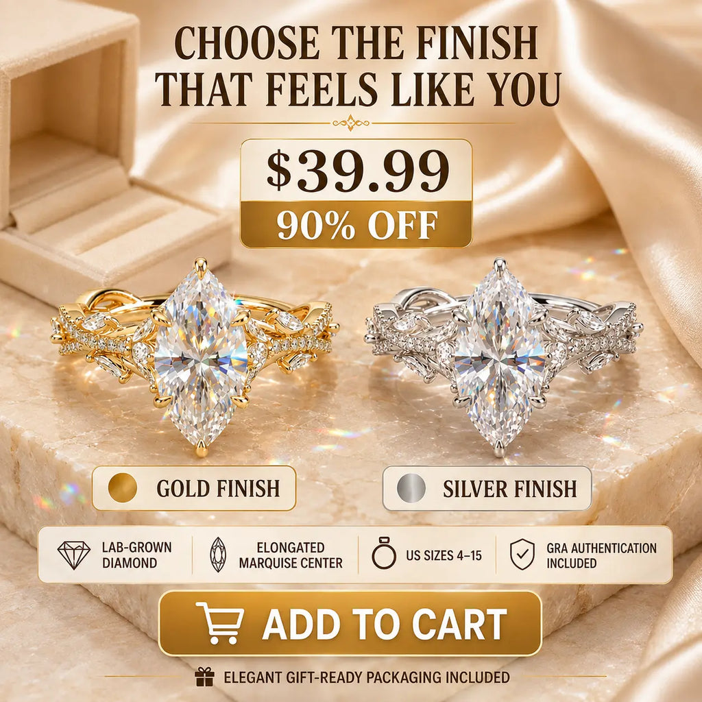 The Marquise Crown Lab-Grown Diamond Ring Set That Makes Every Gesture Feel More Elegant | Gold or Silver | Last Day Sale-90% OFF🔥