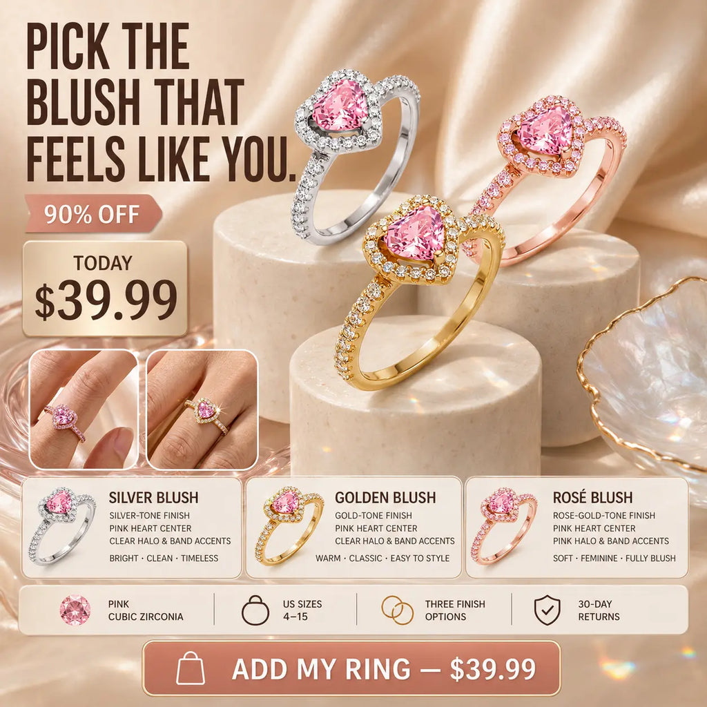 The Blush Promise™ Pink Heart Halo Ring — Grown-Up Romance, Made to Mean More | Last Day Sale-90% OFF🔥
