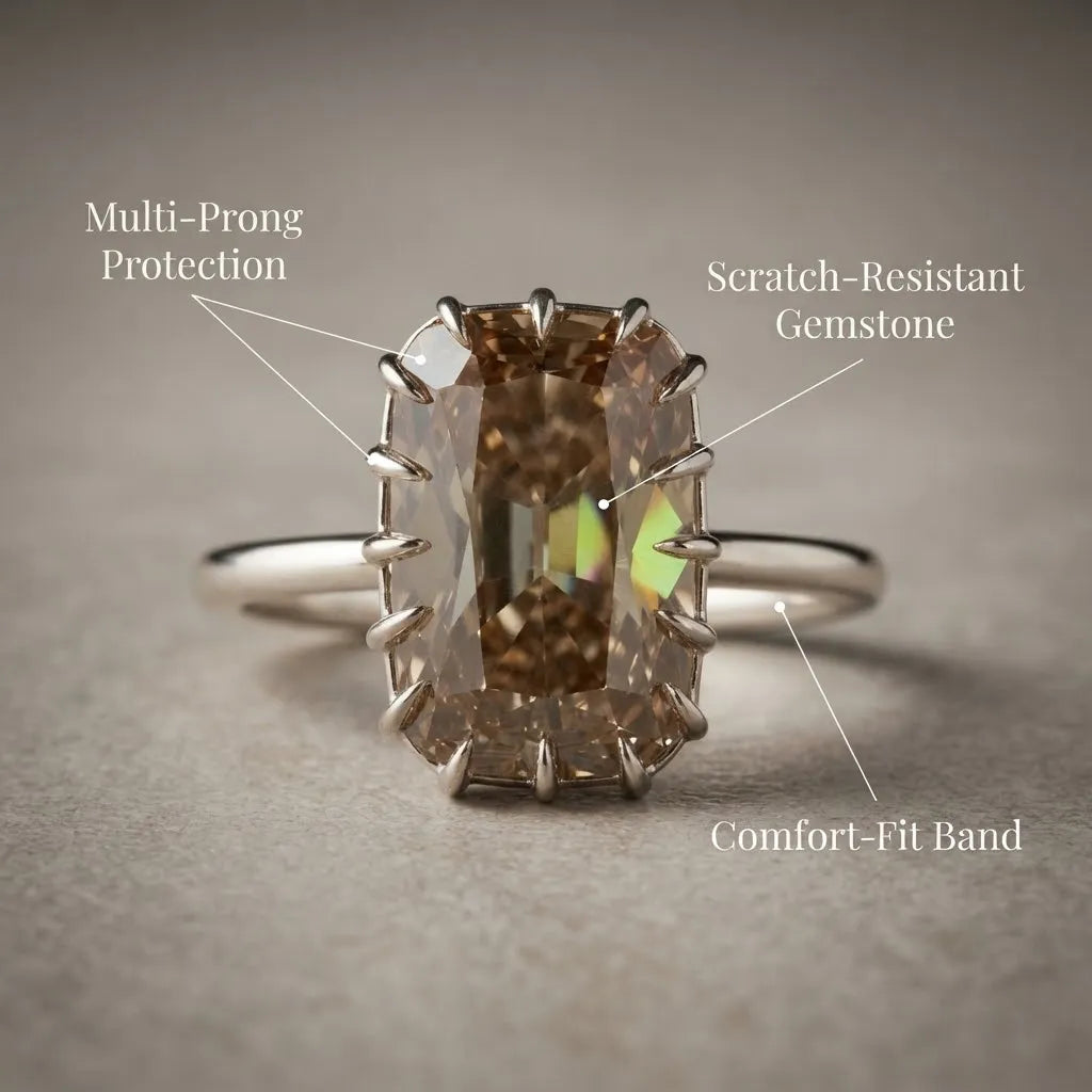 The Empress Vintage Champagne Solitaire – Handcrafted Crown Setting Ring--Last Day Sale-90% OFF🔥