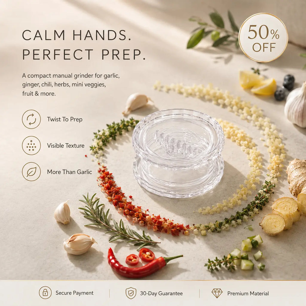 Last Day 50% OFF 🔥 Manual Twist Grinder – No-Knife Prep for Garlic, Ginger, Chili & Herbs