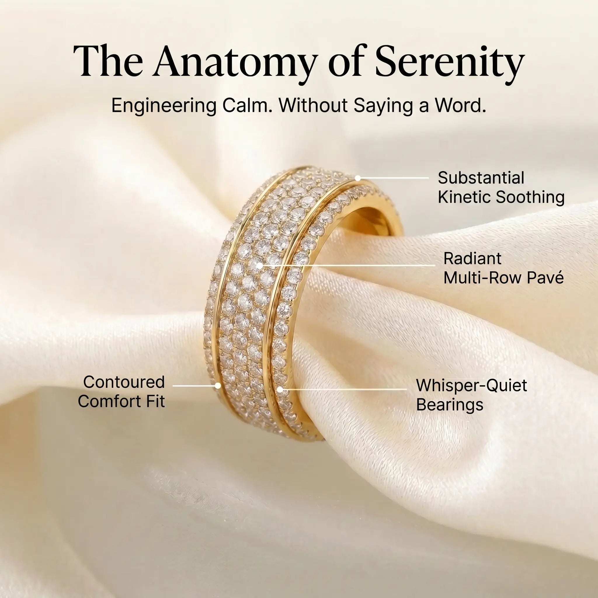 The Ultimate Statement of Calm. Beautifully Crafted. Meet the All-New Wide-Band Pavé Mindfulness Ring. 🔥 Launch Special - 90% OFF Today Only 🔥