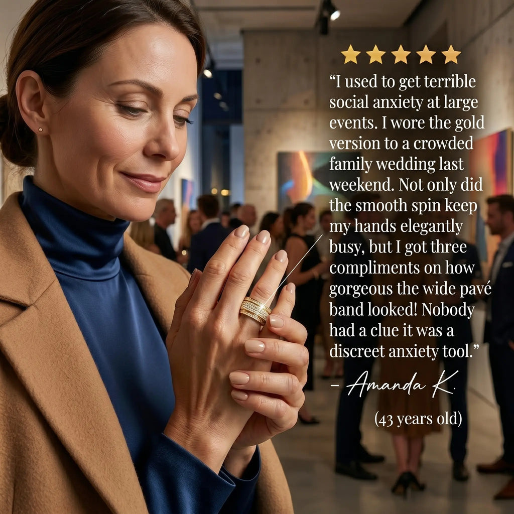 The Ultimate Statement of Calm. Beautifully Crafted. Meet the All-New Wide-Band Pavé Mindfulness Ring. 🔥 Launch Special - 90% OFF Today Only 🔥