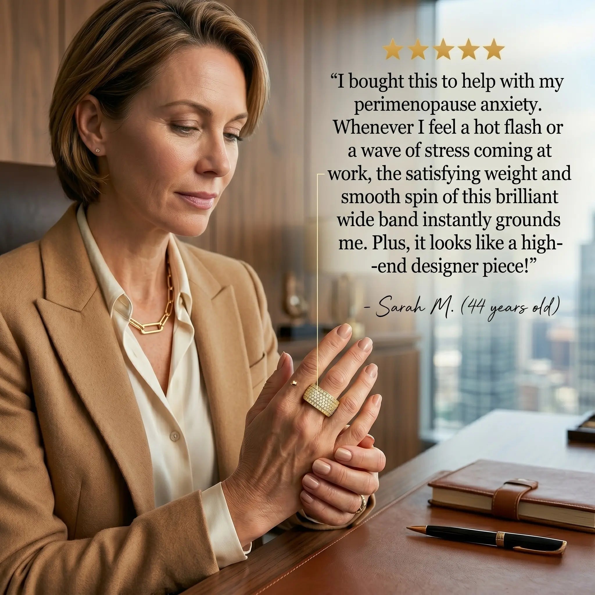 The Ultimate Statement of Calm. Beautifully Crafted. Meet the All-New Wide-Band Pavé Mindfulness Ring. 🔥 Launch Special - 90% OFF Today Only 🔥
