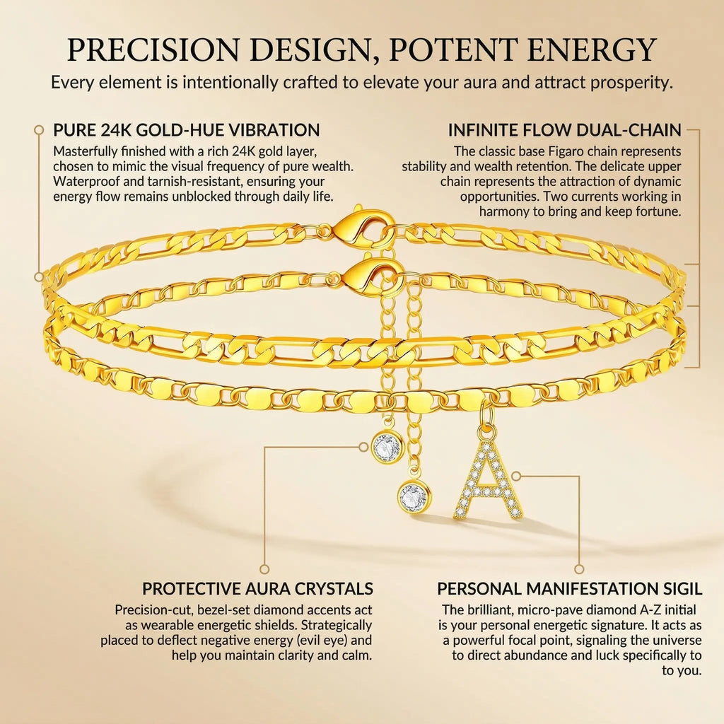 Manifest Your Wealth: The 24K Gold-Aura Personalized Manifestation Anklet -Last Day Sale-90% OFF🔥