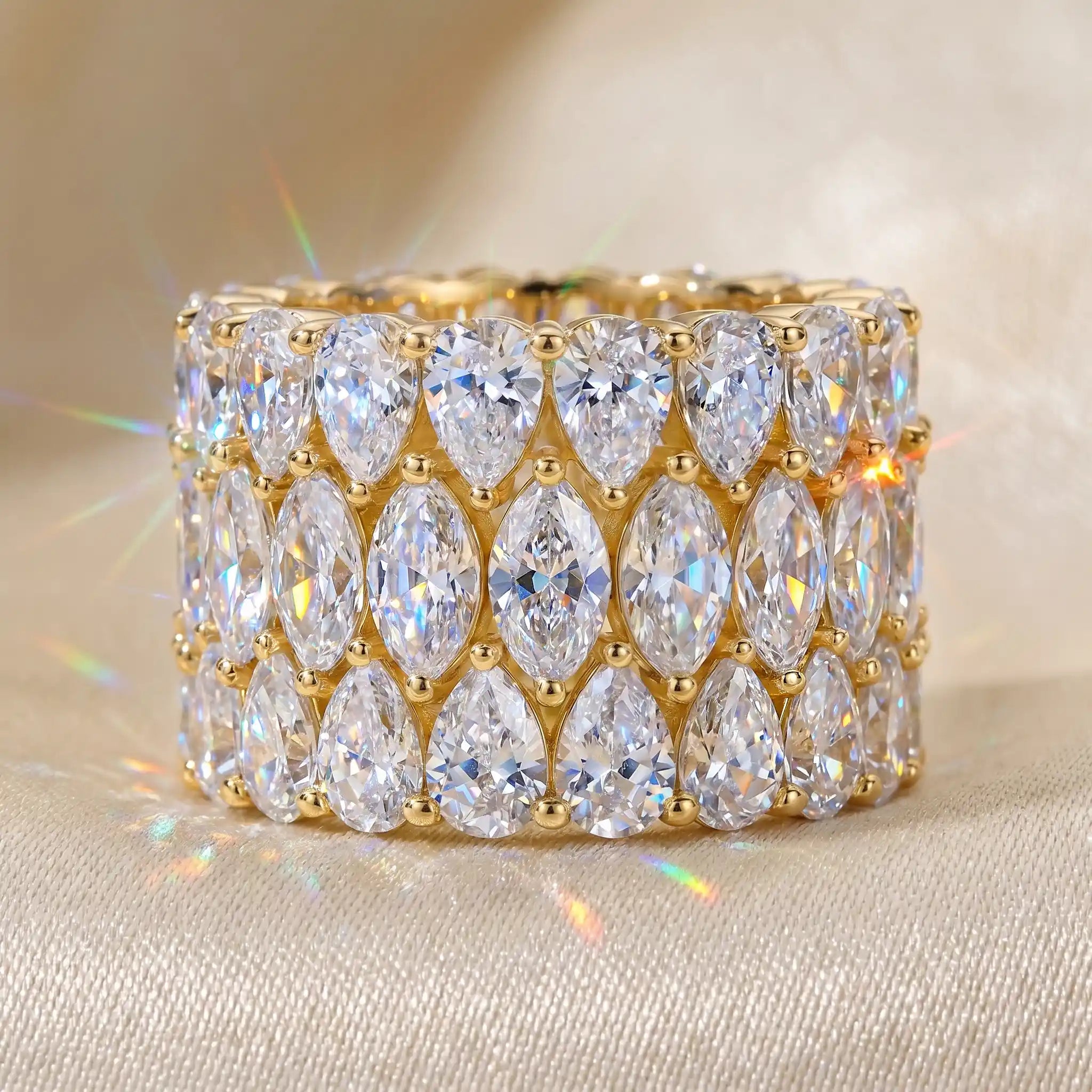 The Heiress 3-in-1 Seamless Interlocking Eternity Stack | Flawless Pear & Marquise Statement Ring Set | Waterproof Travel Decoy | Last Day 90% OFF 🔥