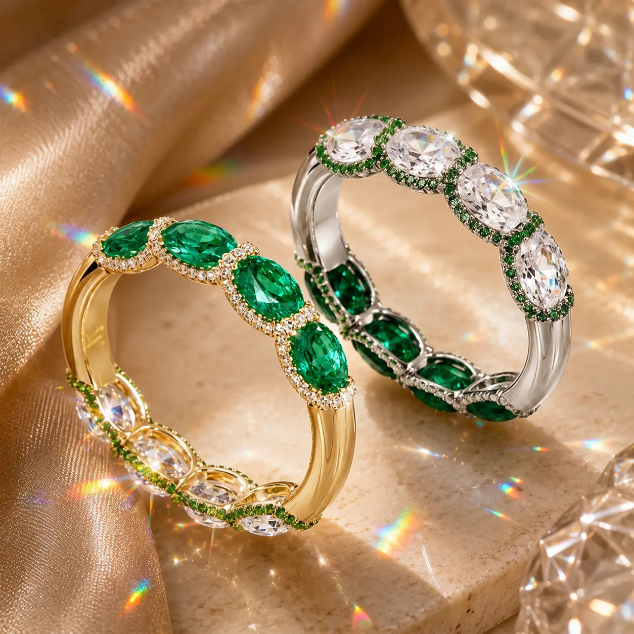 One Ring, Two Unforgettable Looks: Turn It for Vivid Green Color or Clear Moissanite Brilliance, Flatter Your Fingers & Finish Every Outfit Without Stacking | Gold or Silver | Last Day Sale-90% OFF🔥