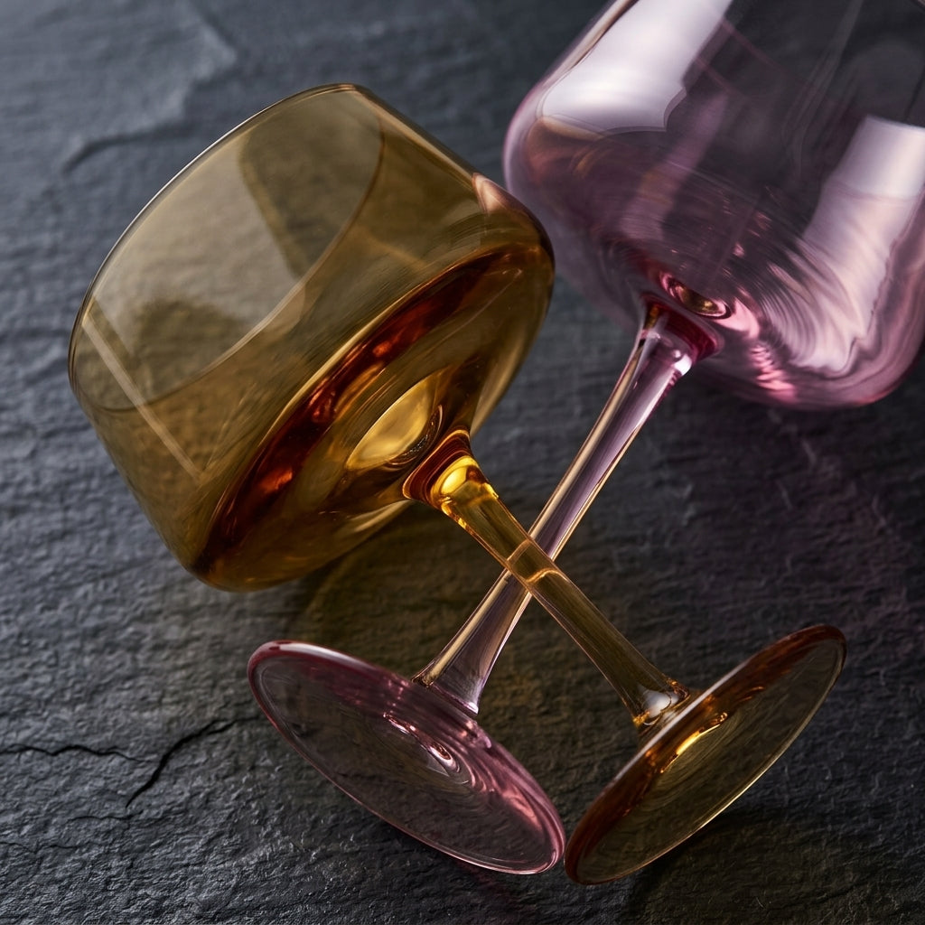 Vibrant Geometric Glass Coupe Set (Set of 6)
