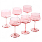 Blush Pink Geometric Glass Coupe Set (Set of 6)