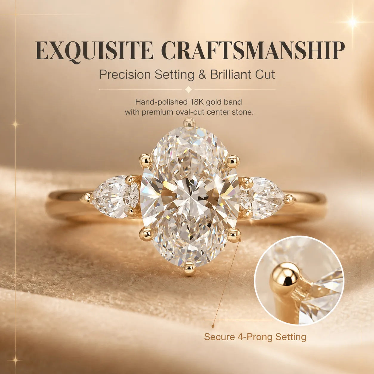Elegant Oval Cut Diamond Ring | Vintage Details & All-Day Comfort Band--Last Day Sale-90% OFF🔥