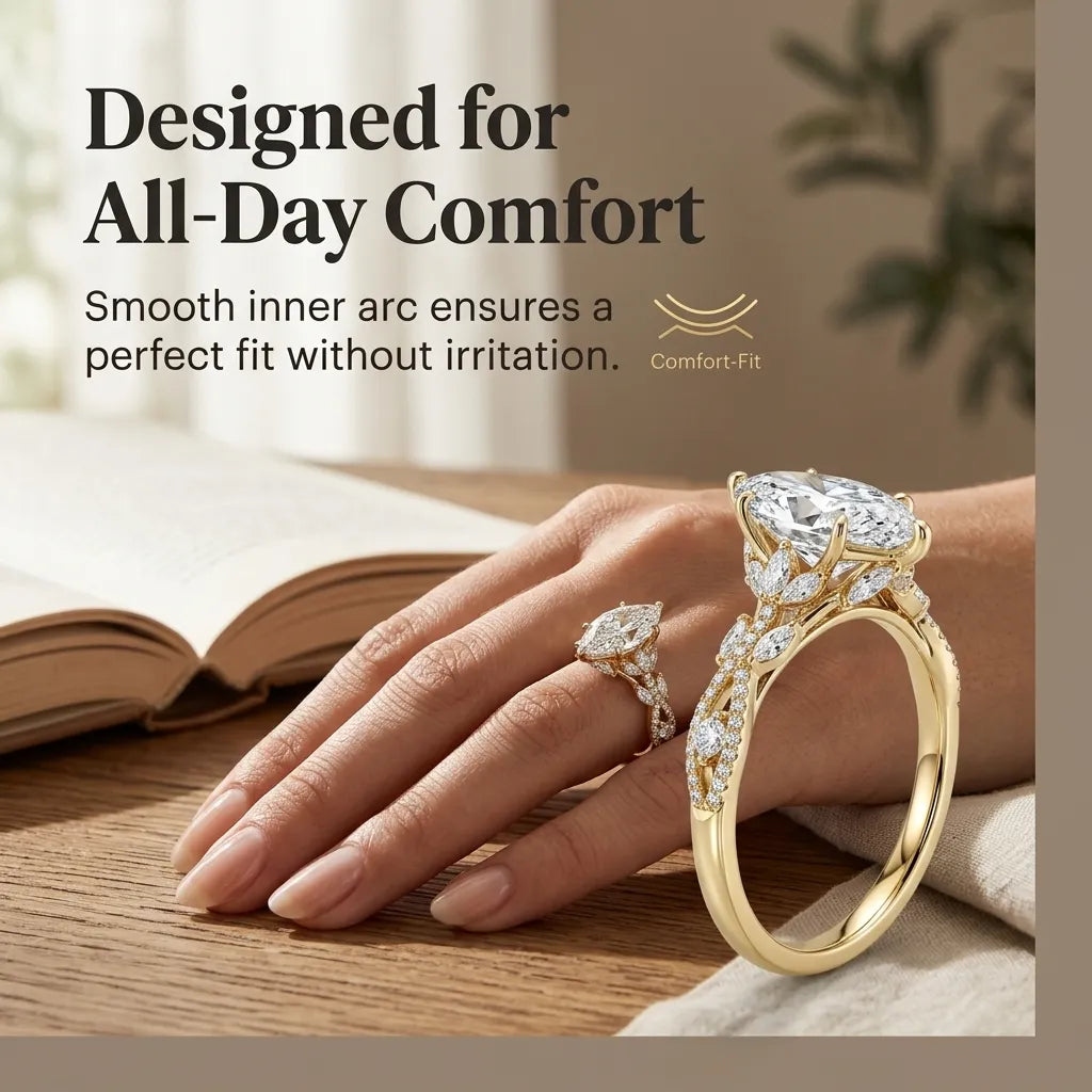 Marquise Lab-Grown Diamond Ring | Slimming Elegance Twisted Vine Ring in 18K Gold--Last Day Sale-90% OFF🔥