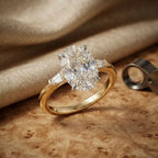 Antique Oval Cut Three-Stone Ring – Classic Elongating Design with Sparkly Tapered Baguette Side Stones--Last Day Sale-90% OFF🔥