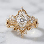 Vintage Crown Marquise Stacking Ring Set — 14K Gold Elegance & Comfort-Fit for Women--Last Day Sale-90% OFF🔥
