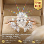 Oval Moissanite Bridal Ring Set | 2-in-1 Stackable Enhancer Band in 14K Gold--Last Day Sale-90% OFF🔥