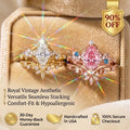 Vintage Crown Marquise Stacking Ring Set — 14K Gold Elegance & Comfort-Fit for Women--Last Day Sale-90% OFF🔥