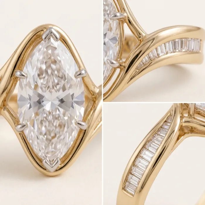 Marquise Diamond Wave Ring – Slenderizing Finger Design & Catch-Free Comfort--Last Day Sale-90% OFF🔥