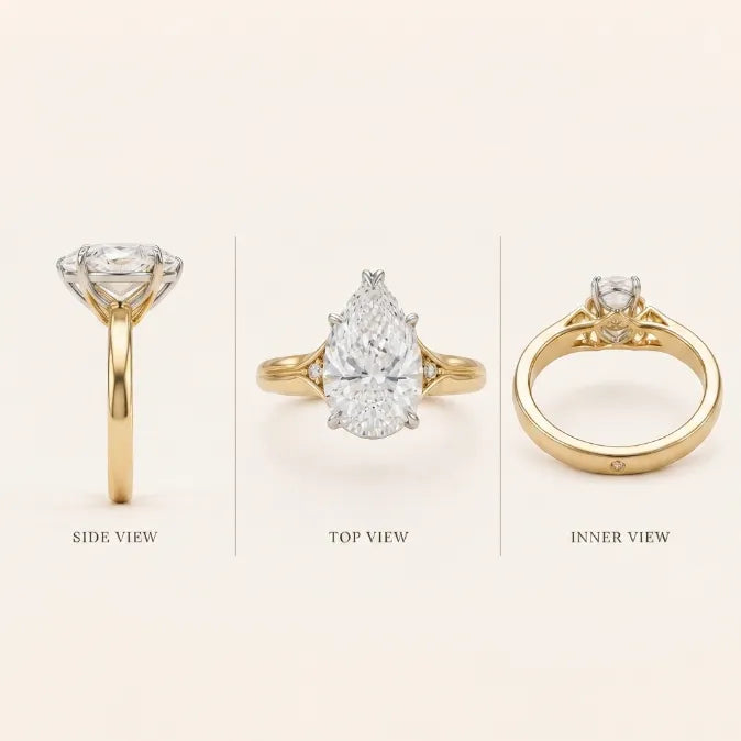 Luxurious Pear-Cut Moissanite Ring | 18K Two-Tone Gold Band with Snag-Free V-Prong | Passes Diamond Tester--Last Day Sale-90% OFF🔥