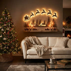 Holiday Magic LED Wooden Reindeer Sleigh Hanging Decor for Living Room & Home