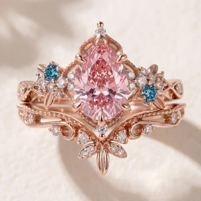 Vintage Crown Marquise Stacking Ring Set — 14K Gold Elegance & Comfort-Fit for Women--Last Day Sale-90% OFF🔥