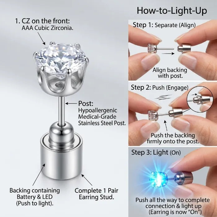 2-in-1 LED Light-Up Earrings – Day Classic Diamond Studs, Night Glowing Party Sparkle--Last Day Sale-90% OFF🔥