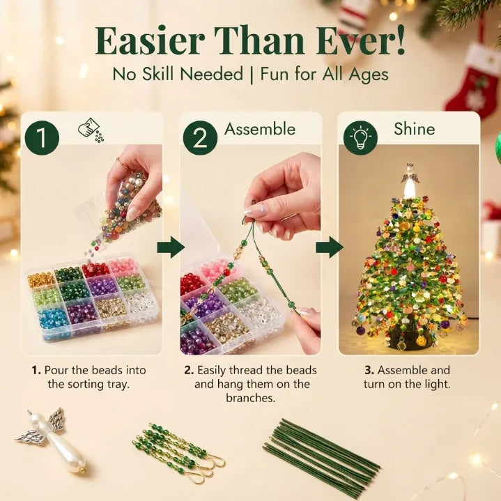 DIY Beaded Crystal Christmas Tree Kit | Sparkling Tabletop Holiday Decor & Stress-Relief Crafting Gift for Women & Home