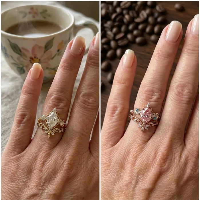 Vintage Crown Marquise Stacking Ring Set — 14K Gold Elegance & Comfort-Fit for Women--Last Day Sale-90% OFF🔥