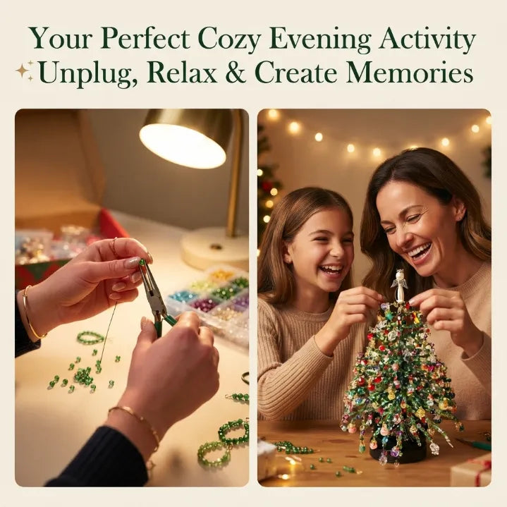 DIY Beaded Crystal Christmas Tree Kit | Sparkling Tabletop Holiday Decor & Stress-Relief Crafting Gift for Women & Home