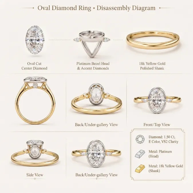 Smooth Bezel Oval Moissanite Ring | Zero-Snag Luxury for Everyday Wear--Last Day Sale-90% OFF🔥