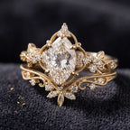 Vintage Crown Marquise Stacking Ring Set — 14K Gold Elegance & Comfort-Fit for Women--Last Day Sale-90% OFF🔥