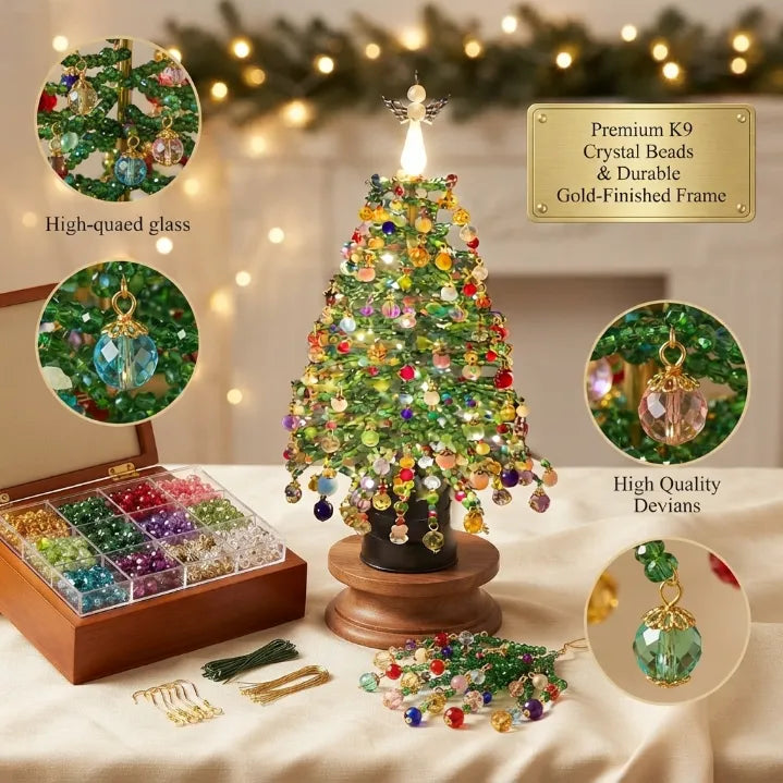 DIY Beaded Crystal Christmas Tree Kit | Sparkling Tabletop Holiday Decor & Stress-Relief Crafting Gift for Women & Home