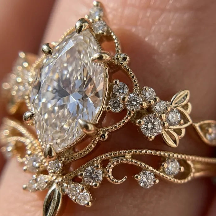Vintage Crown Marquise Stacking Ring Set — 14K Gold Elegance & Comfort-Fit for Women--Last Day Sale-90% OFF🔥