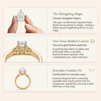 Luxurious Pear-Cut Moissanite Ring | 18K Two-Tone Gold Band with Snag-Free V-Prong | Passes Diamond Tester--Last Day Sale-90% OFF🔥