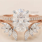 Oval Moissanite Bridal Ring Set | 2-in-1 Stackable Enhancer Band in 14K Gold--Last Day Sale-90% OFF🔥