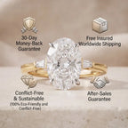Antique Oval Cut Three-Stone Ring – Classic Elongating Design with Sparkly Tapered Baguette Side Stones--Last Day Sale-90% OFF🔥